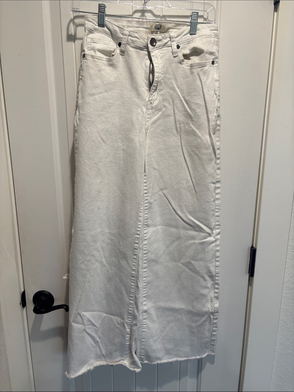 easel White Wide Leg Jeans - Flared Hem